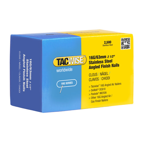 16 Gauge 20 Degree Stainless Steel Angled Brad Nails