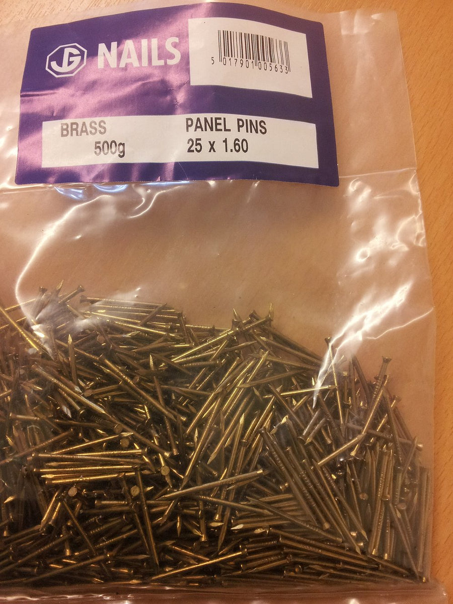Brass Panel Pins 1.6 x 25mm Solent Products