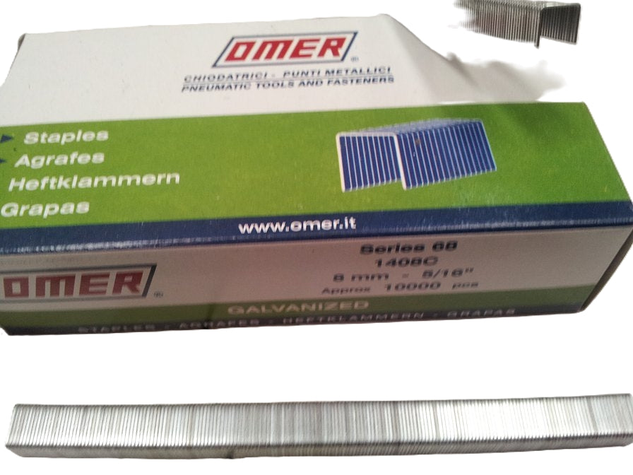 Omer 68 Series Galvanised Staples, 4mm-14mm