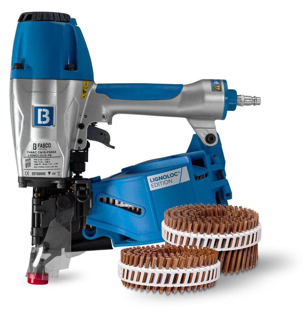 Fasco F44 Lignoloc Pneumatic Nailer, fires Beech Wood Coil Nails 38-60mm
