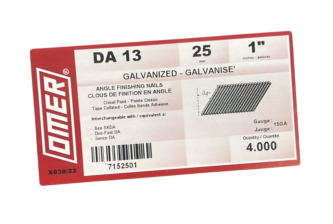 DA/ Inclined 34 Degree 15 Gauge Galvanised Finish Nails