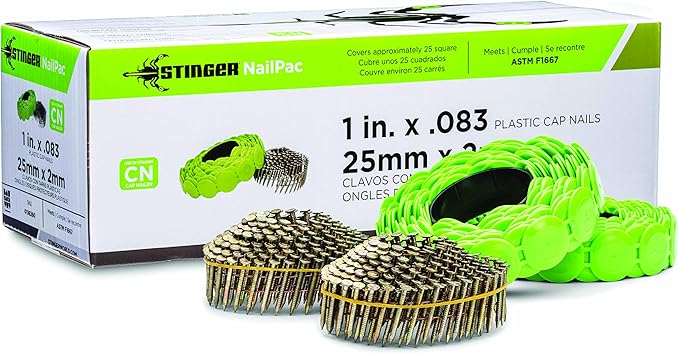 Stinger NailPac® collated cap nails for Stinger CN100B Cap Nailer - 25mm length