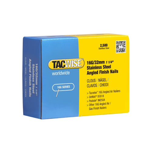 16 Gauge 20 Degree Stainless Steel Angled Brad Nails