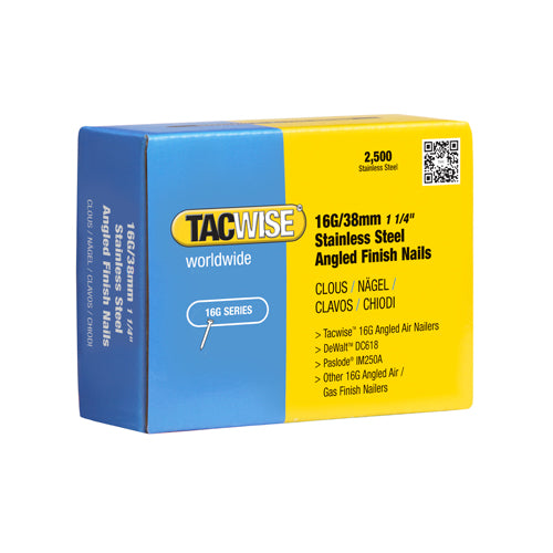 16 Gauge 20 Degree Stainless Steel Angled Brad Nails