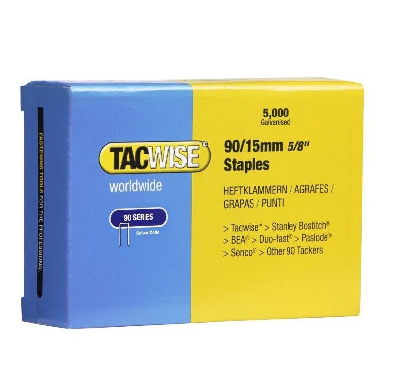 90 Series, 18 Gauge Galvanised Staples, 12mm - 40mm