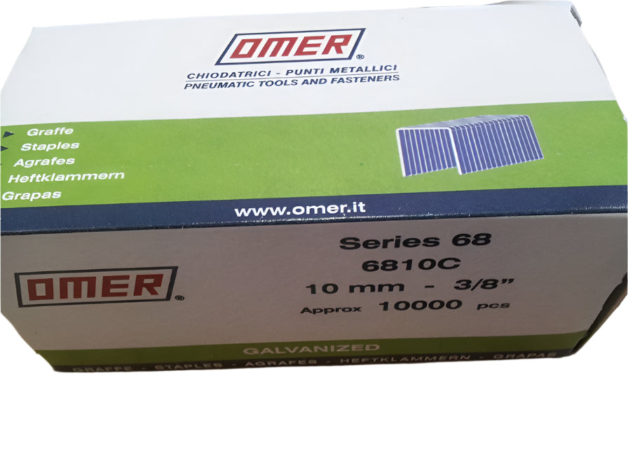 Omer 68 Series Galvanised Staples, 4mm-14mm
