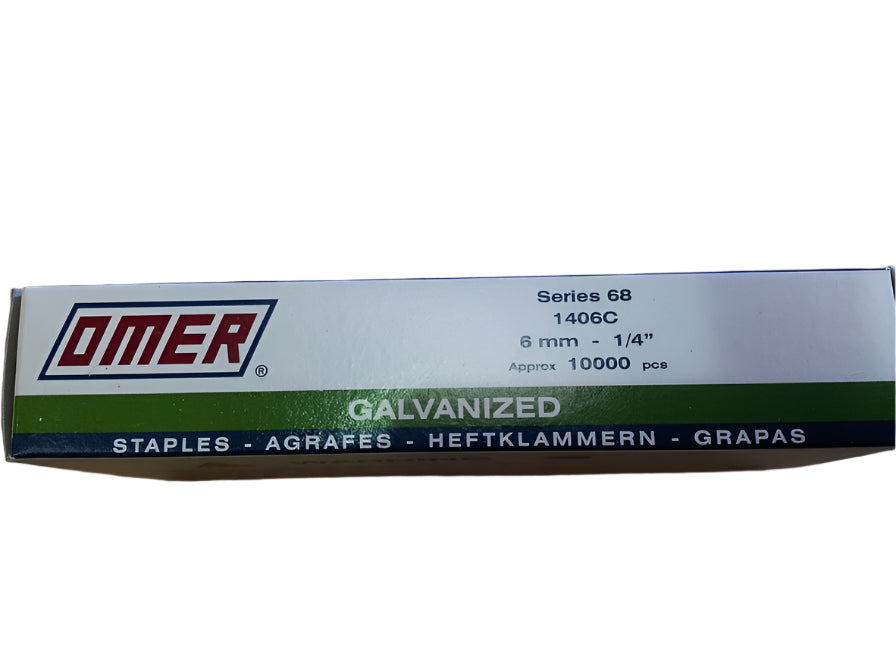 Omer 68 Series Galvanised Staples, 4mm-14mm