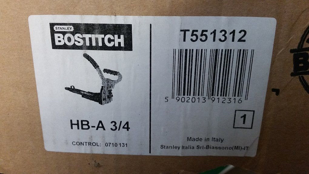 Bostitch Hand Boxer - HBA3/4 Carton Stapler
