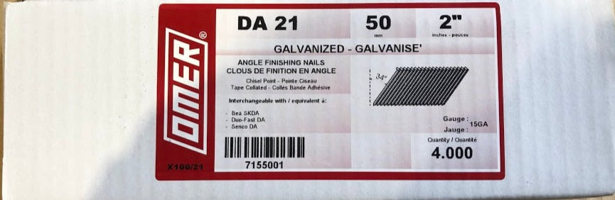 DA/ Inclined 34 Degree 15 Gauge Galvanised Finish Nails