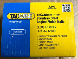 16 Gauge 20 Degree Stainless Steel Angled Brad Nails