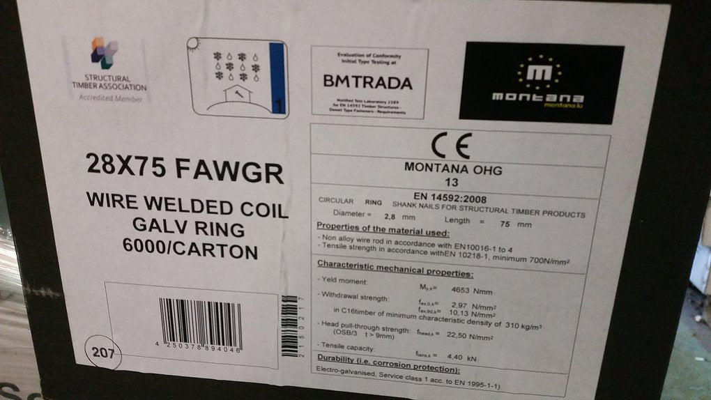 2.8 x 75mm Galvanised Ring Coil Nails