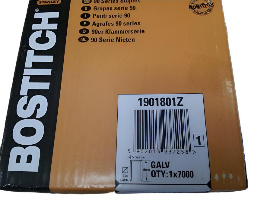 90 Series, 18 Gauge Galvanised Staples, 12mm - 40mm
