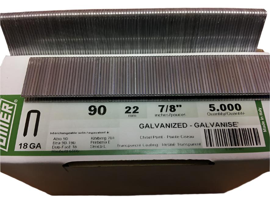 90 Series, 18 Gauge Galvanised Staples, 12mm - 40mm