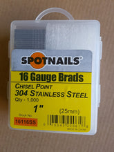 Load image into Gallery viewer, 16 Gauge Stainless Steel Brads 25mm - 50mm

