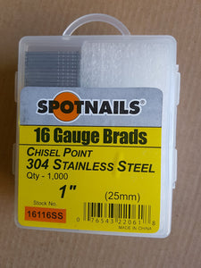 16 Gauge Stainless Steel Brads 25mm - 50mm